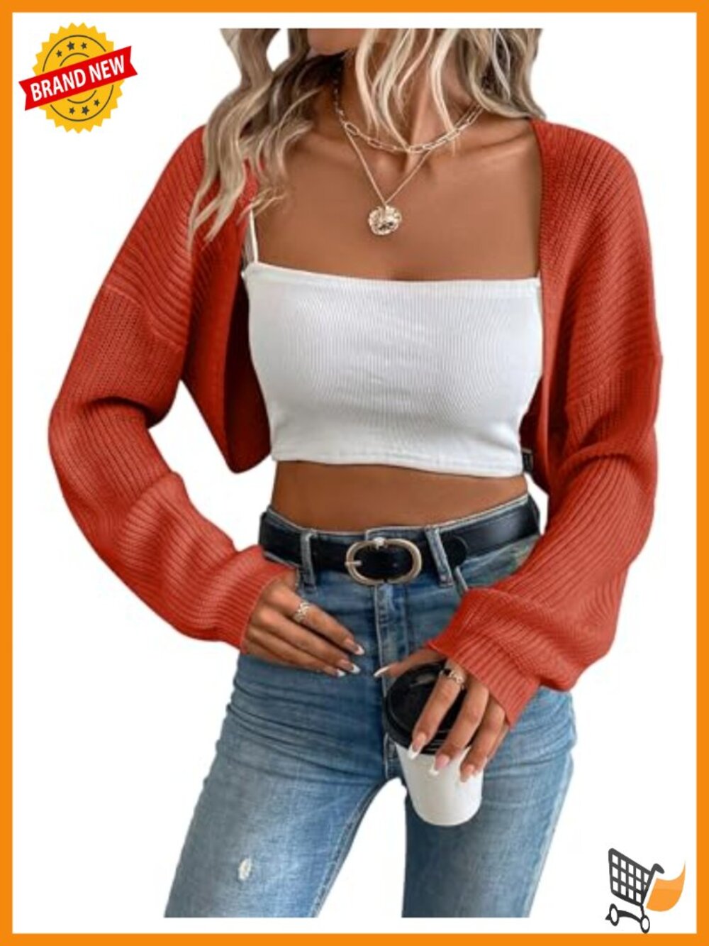Long Sleeve Open Front Knit Crop Bolero Cardigan Sweater Shrug for Dress